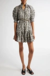 Zimmermann Wylie Lantern Cotton Mini Dress In Black In Black