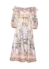 Shop Zimmermann Wylie Linen Printed Midi Dress