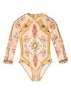 Zimmermann Wylie Long-sleeved Swimsuit In 黄色