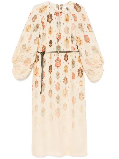 Zimmermann Wylie Midi Dress In Multicolor