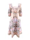 Zimmermann Wylie Off-the-shoulder Belted Floral-print Linen Midi Dress