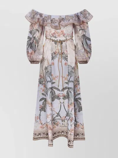 ZIMMERMANN WYLIE OFF-SHOULDER MIDI DRESS