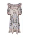 Zimmermann Wylie Off-the-shoulder Belted Floral-print Linen Midi Dress