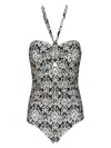 Zimmermann Wylie Wide Link One Piece Swimsuit In Charcoal Ikat In Multicolor