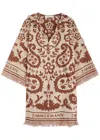 Zimmermann Embroidered Terry Fabric Wylie Mini Dress In Brown