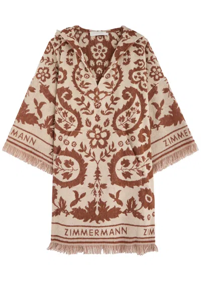 ZIMMERMANN ZIMMERMANN WYLIE PATTERNED HOODED TERRY MINI DRESS