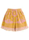 Zimmermann Wylie Frayed Cotton-terry Jacquard Shorts In Multicoloured 1