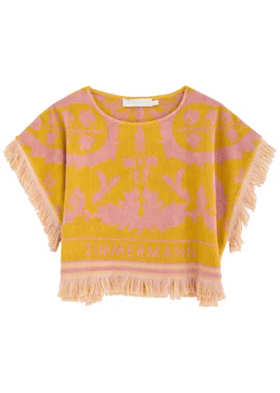 Zimmermann Wylie Towelling Crop Top In Multi