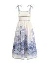 Zimmermann Wylie Picnic Long Dress In Blue Palm