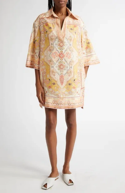 Zimmermann Wylie Printed Linen Tunic In Nude