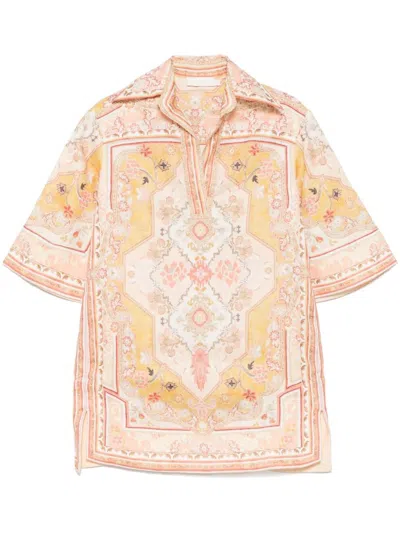 Zimmermann Wylie Printed Linen Tunic In Neutral