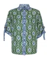 Zimmermann Wylie Silk Shirt Relaxed-fit Tie Sleeves In Green/blue Icaat