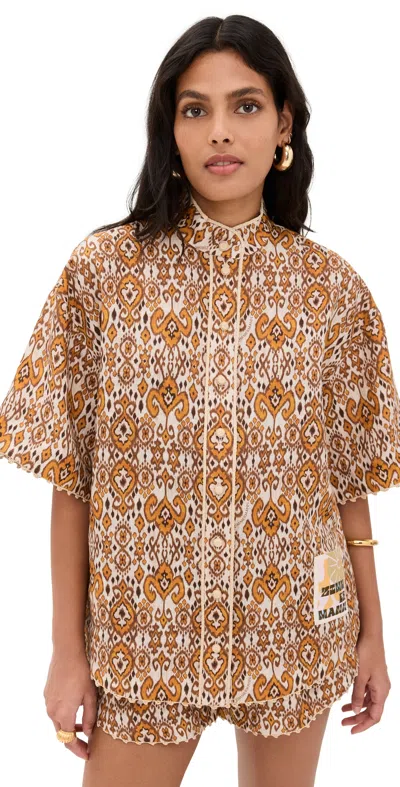 Zimmermann Wylie Relaxed Shirt In Brown