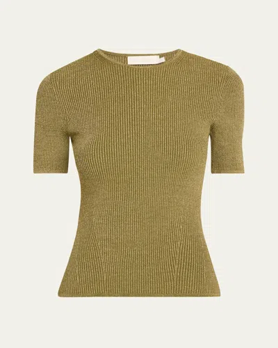 Zimmermann Wylie Rib T-shirt In Dusty Olivegold
