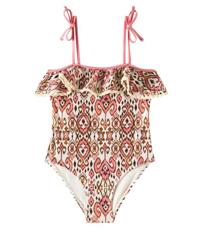 Zimmermann Kids' Wylie Ruffled Printed Swimsuit In Multicoloured