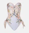 Zimmermann Wylie Floral One-piece Swimsuit In Blau