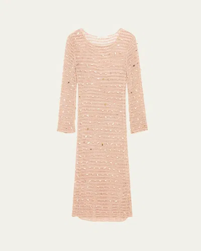 Zimmermann Wylie Shell Crochet Midi Dress In Neutrals