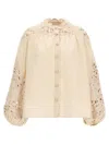 Zimmermann Balloon Sleeves Embroidered Linen Blouse