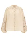 Zimmermann Cream Ramie Coco Embroidered Blouse