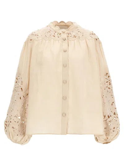 Zimmermann Wylie Embroidered Blouse In Beige