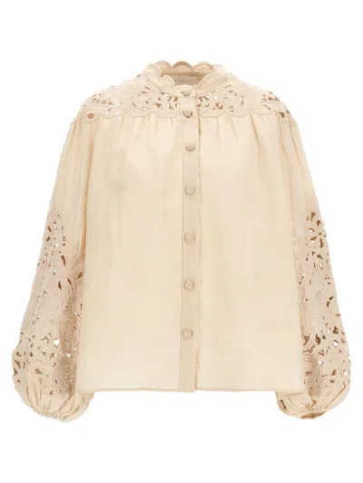 Zimmermann Womens Ivory Lucky Embroidered Cotton Blouse In White