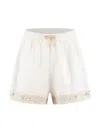 Zimmermann Kids Wylie Crochet-trimmed Cotton Shorts In White