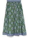 Zimmermann Silk Swing Skirt Waist Belted Midi In Green