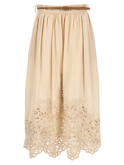ZIMMERMANN WYLIE EMBROIDERED MIDI SKIRT