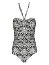 Zimmermann Wylie Wide Link One Piece Swimsuit In Charcoal Ikat