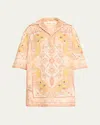 Zimmermann Wylie Printed Linen Tunic In Mustard Multi
