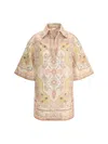 Zimmermann Wylie Printed Linen Tunic In Mustard Multi