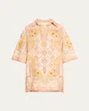 Zimmermann Wylie Printed Linen Tunic In Mustard Multi