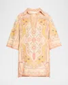 Zimmermann Wylie Printed Linen Tunic In Mustard Multi