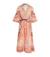 Zimmermann Wylie Belted Printed Linen Midi Dress