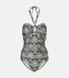 Zimmermann Wylie Wide Link One Piece Swimsuit In Charcoal Ikat In Black