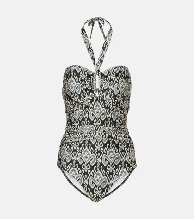 Zimmermann Wylie Wide Link Printed Swimsuit In Black