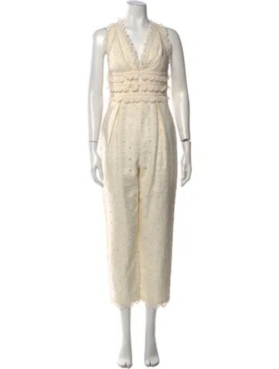 Pre-owned Zimmermann X Barneys New York Linen Jumpsuit In Neutral