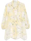 Zimmermann Delicate Floral Playsuit With Removable Belt And Ruffled Edges In Yellow