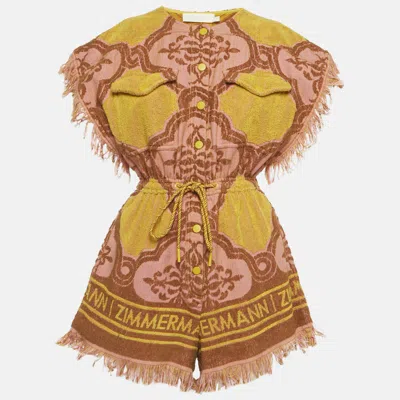 Pre-owned Zimmermann Yellow Floral Terry Cotton Romper S