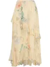 Zimmermann Floral Print Midi Skirt With Asymmetric Hem