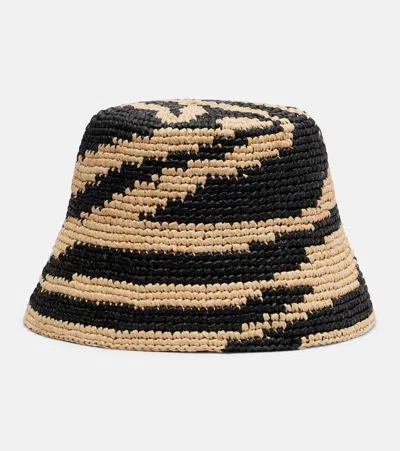 Zimmermann Zebra-print Raffia Bucket Hat