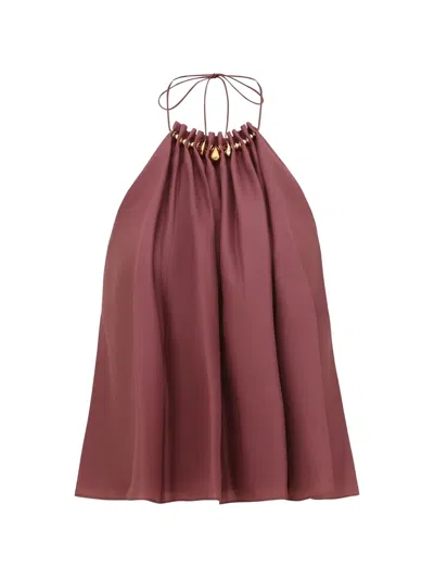 Zimmermann Zim Aster Gathered Bead Cami Blouse Musk In Brown