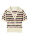 Zimmermann Zim Awaken Scallop Knit Polo Multi Stripe In Neutral