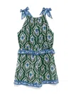Zimmermann Kids Wylie Printed Cotton Playsuit In Green