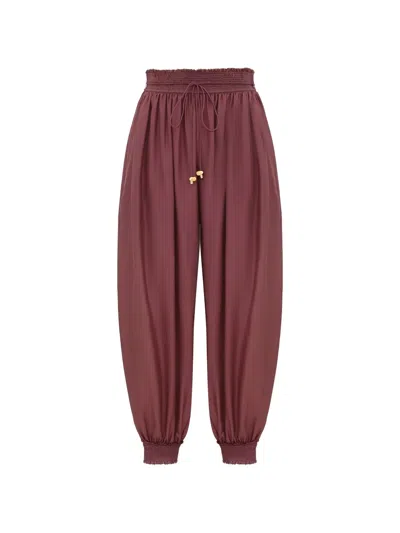 Zimmermann Aster Silk Habotai Balloon Pants In Brown