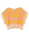 Zimmermann Wylie Cropped Frayed Cotton-terry Jacquard Top In Yellow