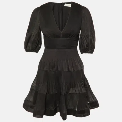 Zimmermann Pleated V-neck Minidress In Black
