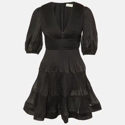 Pre-owned Zimmermann Zimmerman Black Plisse Mini Dress S
