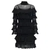 Zimmermann Zimmerman Crush High Neck Frilled Mini Dress In Black Polyester In Black