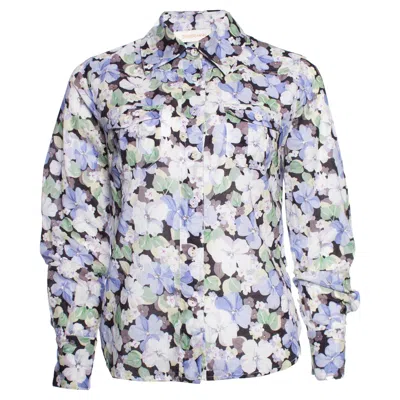 Pre-owned Zimmermann Zimmerman, Floral Shirt. In Gray